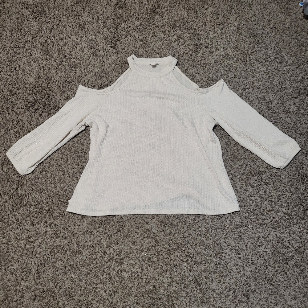 Cato White Cold Shoulder Blouse